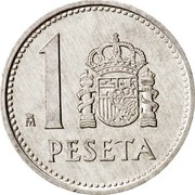 Spain Peseta Juan Carlos I 1989 Mintage included in KM#832, 1989 KM# 821 1 PESETA PLVS VLTRA M coin reverse Spain Peseta Juan Carlos I 1989 Mintage included in KM#832, 1989 KM# 821 1 PESETA PLVS VLTRA M coin reverse