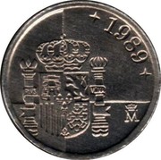 Spain Peseta Juan Carlos I 1989 KM# 832 1989 M coin reverse Spain Peseta Juan Carlos I 1989 KM# 832 1989 M coin reverse