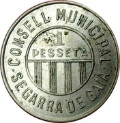 Spain 1 Pesseta Segarra de Gaia ND KM# 1 CONSELL MUNICIPAL SEGARRA DE GAIÀ 1 PESSETA coin obverse Spain 1 Pesseta Segarra de Gaia ND KM# 1 CONSELL MUNICIPAL SEGARRA DE GAIÀ 1 PESSETA coin obverse
