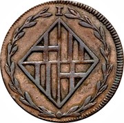 Spain 1 Quarto Province Barcelona 1808 KM# 65 I coin reverse Spain 1 Quarto Province Barcelona 1808 KM# 65 I coin reverse