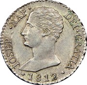 Spain 1 R Joseph Napolean 1812 AI KM# 553 JOSEPH NAP DEI GRATIA 1812 coin obverse Spain 1 R Joseph Napolean 1812 AI KM# 553 JOSEPH NAP DEI GRATIA 1812 coin obverse