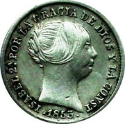Spain Real 1853 KM# 598.3 Kingdom Decimal Coinage ISABEL 2A POR LA GRACIA DE DIOS Y LA CONST 1853 coin obverse Spain Real 1853 KM# 598.3 Kingdom Decimal Coinage ISABEL 2A POR LA GRACIA DE DIOS Y LA CONST 1853 coin obverse