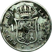 Spain Real 1853 KM# 598.3 Kingdom Decimal Coinage 1 RL REINA DE LAS ESPAÑAS coin reverse Spain Real 1853 KM# 598.3 Kingdom Decimal Coinage 1 RL REINA DE LAS ESPAÑAS coin reverse