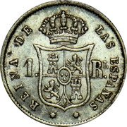 Spain Real (2 Reales de Vellon) Isabel II 1862 KM# 606.3 REINA DE LAS ESPAÑAS 1 RL coin reverse Spain Real (2 Reales de Vellon) Isabel II 1862 KM# 606.3 REINA DE LAS ESPAÑAS 1 RL coin reverse