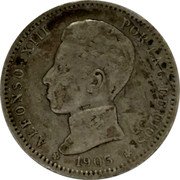 Spain Una Peseta Alfonso XIII 4th portrait 1905 (05) SM-V KM# 721 ALFONSO XIII POR LA G DE DIOS 1904 coin obverse Spain Una Peseta Alfonso XIII 4th portrait 1905 (05) SM-V KM# 721 ALFONSO XIII POR LA G DE DIOS 1904 coin obverse