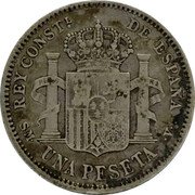 Spain Una Peseta Alfonso XIII 4th portrait 1905 (05) SM-V KM# 721 S M REY CONSTL DE ESPANA V UNA PESETA coin reverse Spain Una Peseta Alfonso XIII 4th portrait 1905 (05) SM-V KM# 721 S M REY CONSTL DE ESPANA V UNA PESETA coin reverse