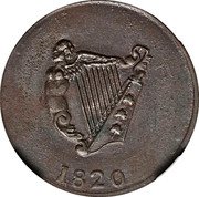 Canada 1/2 Penny Bust and Harp Brass Imitation 1820 1820 coin reverse Canada 1/2 Penny Bust and Harp Brass Imitation 1820 1820 coin reverse