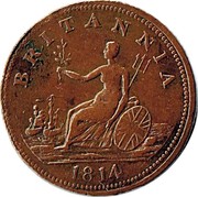 Canada 1/2 Penny Halifax Captain Broke 1814 NS-7B1 BRITANNIA 1814 coin reverse Canada 1/2 Penny Halifax Captain Broke 1814 NS-7B1 BRITANNIA 1814 coin reverse