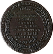 Canada 1/2 Penny Token Wellington Peninsular ND Plain VIMRRA AUG 21 1808. TALAVERA JULY 28 1809. ALMEIDA MAY 5 1811. CUIDAD RODRIGO JAN 19. 1812. BADJOZ APRIL 2. 1812. SALAMANCA JULY 22. 1812. MADRID AUG 12.1812 ST SEBASTIAN SEPT 8. 1813 PAMPLUNO OCT 31. 1813 coin reverse Canada 1/2 Penny Token Wellington Peninsular ND Plain VIMRRA AUG 21 1808. TALAVERA JULY 28 1809. ALMEIDA MAY 5 1811. CUIDAD RODRIGO JAN 19. 1812. BADJOZ APRIL 2. 1812. SALAMANCA JULY 22. 1812. MADRID AUG 12.1812 ST SEBASTIAN SEPT 8. 1813 PAMPLUNO OCT 31. 1813 coin reverse