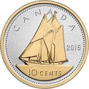 Canada 10 Cents Big Coin Series Bluenose 2015 Proof KM# 1946 CANADA 2015 10 CENTS coin reverse