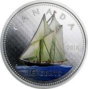 Canada 10 Cents Coloured Big Coin Series Bluenose 2016 Proof KM# 2073 CANADA 2016 10 CENTS coin reverse Canada 10 Cents Coloured Big Coin Series Bluenose 2016 Proof KM# 2073 CANADA 2016 10 CENTS coin reverse