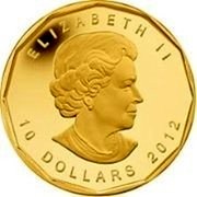 Canada 10 Dollars Three maple leaves 2012 Proof KM# 1211 ELIZABETH II 10 DOLLARS 2012 coin obverse Canada 10 Dollars Three maple leaves 2012 Proof KM# 1211 ELIZABETH II 10 DOLLARS 2012 coin obverse