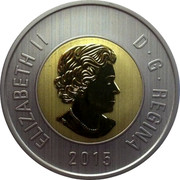 Canada 2 Dollars Baby Raccoons Twonie 2015 KM# 1957 ELIZABETH II D ∙ G ∙ REGINA 2015 coin obverse