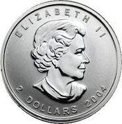 Canada 2 Dollars Maple leaf 2004 Mint logo privy mark KM# 622 ELIZABETH II 2 DOLLARS 2004 coin obverse