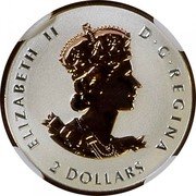 Canada 2 Dollars Maple Leaf A Historic Reign 2016 Proof KM# 2091 ELIZABETH II D ∙ G ∙ REGINA 2 DOLLARS coin obverse Canada 2 Dollars Maple Leaf A Historic Reign 2016 Proof KM# 2091 ELIZABETH II D ∙ G ∙ REGINA 2 DOLLARS coin obverse