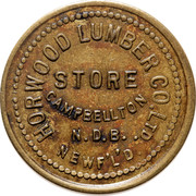 Canada $2 Lumber Co. Ltd. Store Horwood N.D.B. Token ND HORWOOD LUMBER CO. Ltd. NEWF'L'D STORE CAMPBELLTON N.D.B. coin obverse Canada $2 Lumber Co. Ltd. Store Horwood N.D.B. Token ND HORWOOD LUMBER CO. Ltd. NEWF'L'D STORE CAMPBELLTON N.D.B. coin obverse