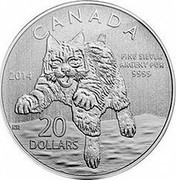 Canada 20 Dollars Bobcat 2014 KM# 1562 CANADA 20 DOLLARS 2014 FINE SILVER ARGENT PUR 9999 coin reverse Canada 20 Dollars Bobcat 2014 KM# 1562 CANADA 20 DOLLARS 2014 FINE SILVER ARGENT PUR 9999 coin reverse