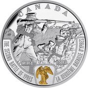 Canada 20 Dollars The Second Battle of Ypres 2015 Proof KM# 1861 CANADA 1915 2015 THE SECOND BATTLE OF YPRES LA DEUXIEME BATAILLE D'YPRES coin reverse Canada 20 Dollars The Second Battle of Ypres 2015 Proof KM# 1861 CANADA 1915 2015 THE SECOND BATTLE OF YPRES LA DEUXIEME BATAILLE D'YPRES coin reverse