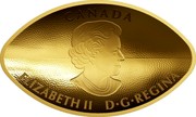 Canada 200 Dollars Football-Shaped and Curved 2017 Proof CANADA ELIZABETH II D∙G∙REGINA coin obverse Canada 200 Dollars Football-Shaped and Curved 2017 Proof CANADA ELIZABETH II D∙G∙REGINA coin obverse