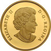 Canada 200 Dollars Singing Moon Mask 2015 Proof KM# 1876 ELIZABETH II D G REGINA coin obverse