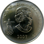 Canada 25 Cents Alpine Skiing coloured 2008  CANADA ∙ ELIZABETH II 2008 coin obverse