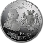 Canada 250 Dollars King George III Peace Medal 2012 Proof CANADA FINE SILVER ARGENT PUR 1 KG 1812 - 2012 coin reverse