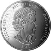 Canada 250 Dollars Maple Leaf Forever 2015 Proof KM# 2064 ELIZABETH II 250 DOLLARS D∙G∙REGINA 2015 coin obverse Canada 250 Dollars Maple Leaf Forever 2015 Proof KM# 2064 ELIZABETH II 250 DOLLARS D∙G∙REGINA 2015 coin obverse