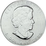 Canada 5 Dollars Breast Cancer Awareness 2008 KM# 799 2008 5 DOLLARS ELIZABETH II coin obverse