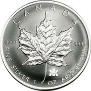 Canada 5 Dollars Maple Leaf 2004 Mint logo privy mark KM# 625 CANADA 9999 9999 FINE SILVER 1 OZ ARGENT PUR coin reverse Canada 5 Dollars Maple Leaf 2004 Mint logo privy mark KM# 625 CANADA 9999 9999 FINE SILVER 1 OZ ARGENT PUR coin reverse
