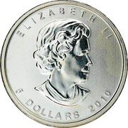 Canada 5 Dollars Maple Leaf 2010 KM# 625 CANADA 9999 9999 FINE SILVER 1 OZ ARGENT PUR coin reverse
