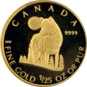 Canada 50 Cents The Wolf 2007 Proof KM# 927 CANADA 9999 FINE GOLD 1/25 OZ OR PUR coin reverse