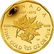 Canada 50 Cents Three maple leaves 2012 Proof KM# 1214 CANADA 2007-2012 9999 9999 FINE GOLD 1/25 OZ OR PUR coin reverse