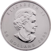 Canada 50 Dollars Maple Leaf 2009 ELIZABETH II 50 DOLLARS 2009 coin obverse Canada 50 Dollars Maple Leaf 2009 ELIZABETH II 50 DOLLARS 2009 coin obverse