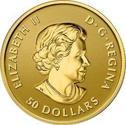 Canada 50 Dollars Maple Leave 2015 Proof KM# 1804 ELIZABETH II D G REGINA 50 DOLLARS coin obverse