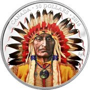 Canada 50 Dollars Wanduta - Portrait of a Chief 2016 Proof KM# 2227 CANADA 50 DOLLARS 2016 coin reverse Canada 50 Dollars Wanduta - Portrait of a Chief 2016 Proof KM# 2227 CANADA 50 DOLLARS 2016 coin reverse