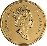 Canada Dollar 15th Anniversary of the Loonie Dollar 2002 Specimen KM# 462 ELIZABETH II D∙G∙REGINA coin obverse Canada Dollar 15th Anniversary of the Loonie Dollar 2002 Specimen KM# 462 ELIZABETH II D∙G∙REGINA coin obverse