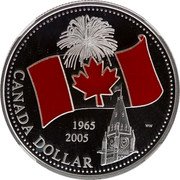 Canada Dollar 40th Anniversary of Canada's National Flag 2005 Proof KM# 549b 1985 2005 CANADA DOLLAR coin reverse Canada Dollar 40th Anniversary of Canada's National Flag 2005 Proof KM# 549b 1985 2005 CANADA DOLLAR coin reverse