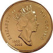Canada Dollar 2002 Proof KM# 467a Circulation Coins ELIZABETH II D G REGINA 1952 2002 coin obverse Canada Dollar 2002 Proof KM# 467a Circulation Coins ELIZABETH II D G REGINA 1952 2002 coin obverse