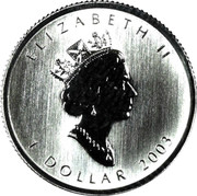 Canada Dollar Maple Leaf Hologram 2003 Proof KM# 617 ELIZABETH II 1 DOLLAR 2003 coin obverse