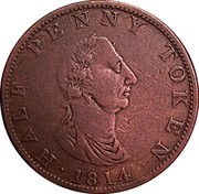 Canada Half Penny Token Carrit & Alport 1814 HALF PENNY TOKEN 1814 coin obverse Canada Half Penny Token Carrit & Alport 1814 HALF PENNY TOKEN 1814 coin obverse