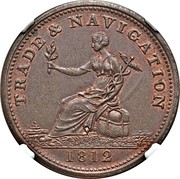 Canada Half Penny Token Trade & Navigation Preferable To Paper 1812 H NS-19A1 TRADE & NAVIGATION 1813 coin reverse Canada Half Penny Token Trade & Navigation Preferable To Paper 1812 H NS-19A1 TRADE & NAVIGATION 1813 coin reverse