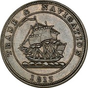 Canada Half Penny Trade & Navigation 1813 NS-21A1 TRADE & NAVIGATION coin obverse Canada Half Penny Trade & Navigation 1813 NS-21A1 TRADE & NAVIGATION coin obverse
