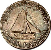 Canada Halfpenny Token Commercial Change 1820 UC-9A1 HALFPENNY TOKEN UPPER CANADA coin obverse Canada Halfpenny Token Commercial Change 1820 UC-9A1 HALFPENNY TOKEN UPPER CANADA coin obverse