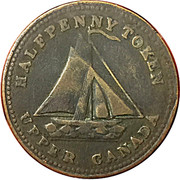 Canada Halfpenny Token Commercial Change 1833 HALFPENNY TOKEN UPPER CANADA coin obverse Canada Halfpenny Token Commercial Change 1833 HALFPENNY TOKEN UPPER CANADA coin obverse