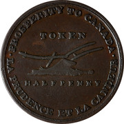 Canada Halfpenny Token Leslie & Sons (1824-1830) .PROSPERITY TO CANADA. TOKEN HALFPENNY LA PRUDENCE ET LA CANDEUR coin reverse Canada Halfpenny Token Leslie & Sons (1824-1830) .PROSPERITY TO CANADA. TOKEN HALFPENNY LA PRUDENCE ET LA CANDEUR coin reverse