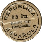 Spain 0.5 Cts (Madrid) REPUBLICA ESPAÑOLA 0,5 CTS MADRID 1937 PROVISIONAL coin obverse