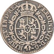 Spain 0.5 Real (Ferdin VII) FERDIN VII D G HISP ET IND REX coin obverse Spain 0.5 Real (Ferdin VII) FERDIN VII D G HISP ET IND REX coin obverse