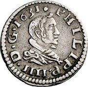 Spain 1/2 Real Spain PHILIPP IIII D G 1631 coin obverse Spain 1/2 Real Spain PHILIPP IIII D G 1631 coin obverse