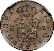 Spain 1/2 Real (Fernando VII) KM# 473.2 HISPANIARIUM REX M GJ coin reverse Spain 1/2 Real (Fernando VII) KM# 473.2 HISPANIARIUM REX M GJ coin reverse