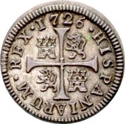 Spain 1/2 Real (Felipe V) KM# 333.1 HISPANIARUM REX 1726 coin reverse Spain 1/2 Real (Felipe V) KM# 333.1 HISPANIARUM REX 1726 coin reverse